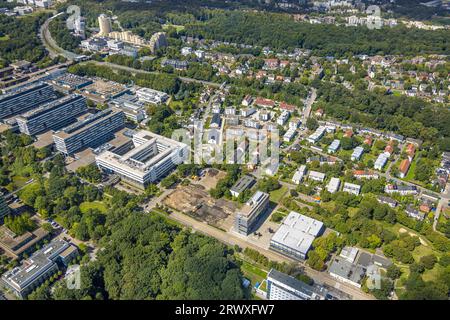 Luftaufnahme, Ruhr-Universität Bochum, Baustelle und Neubau Quartier Lennershof, zum Schebbruch, Querenburg, Bochum, Ruhrgebiet, Nord Rechts Stockfoto