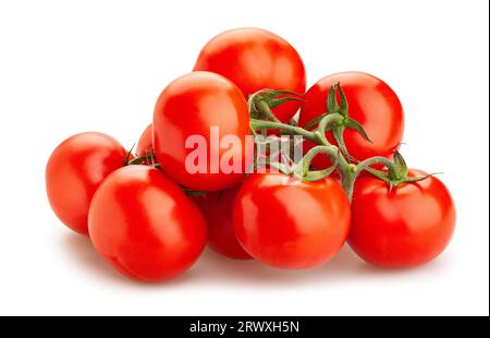 Tomate Zweig Pfad isoliert auf weißem Stockfoto
