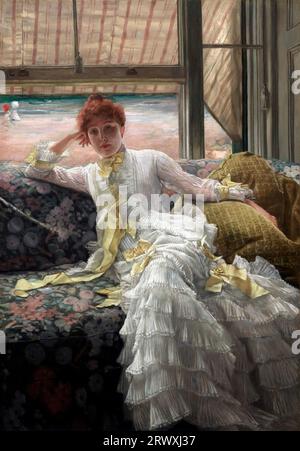 James Tissot. Gemälde mit dem Titel 'Seaside (Juli: Specimen of a Portrait)' des französischen Künstlers Jacques Joseph Tissot (1836-1902), Öl auf Stoff, 1878 Stockfoto