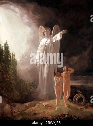 Vertreibung von Adam und Eva durch John Faed (1819–1902), Öl auf Stoff, 1880er Jahre Stockfoto