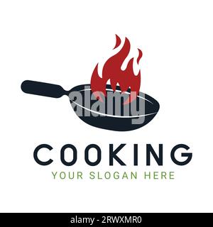 Chef Cap Cooking Logo Design Cooking Pan Logo Food Restaurants Stock Vektor