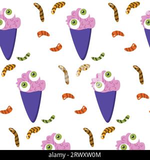 Würmer-Bonbons und Eis aus Hirnmuster Stock Vektor