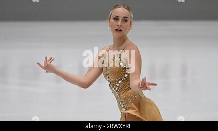 Oberstdorf, Deutschland. September 2023. Abbildung Skating: Challenger-Serie – Nebelhorn Trophy, Einzelspiel, Damen, Kurzprogramm. Gerli Liinamae aus Estland auf dem Eis. Angelika Warmuth/dpa/Alamy Live News Stockfoto