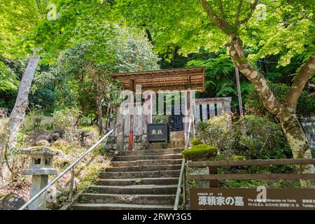 Shuzenji Onsen, das Grab von Minamoto no Yorie, dem zweiten Shogun des Kamakura Shogunats. Stockfoto