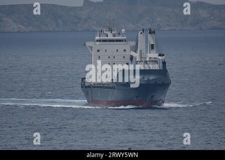 Marseille, Frankreich. September 2023. Das Massengutschiff Koga Ranger kommt im französischen Mittelmeerhafen Marseille an. (Foto: Gerard Bottino/SOPA Images/SIPA USA) Credit: SIPA USA/Alamy Live News Stockfoto