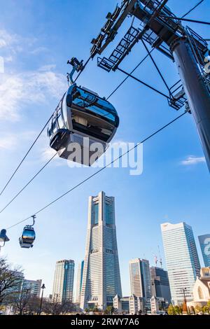 Yokohama Aircabin und Blick auf das Minato Mirai 21 Viertel Stockfoto