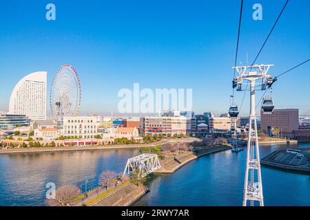 Yokohama Aircabin und Blick auf das Minato Mirai 21 Viertel Stockfoto