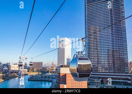 Yokohama Aircabin und Blick auf das Minato Mirai 21 Viertel Stockfoto