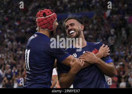 Marseille, Frankreich. September 2023. Julien Mattia/Le Pictorium - Frankreich-Namibia Rugby-WM-Spiel - 21/09/2023 - Frankreich/Bouches-du-Rhone/Marseille - Versuchen Sie Melvyn Jaminet während des Rugby-WM-Spiels 2023 zwischen Frankreich und Namibia im Stade Velodrome in Marseille, am 21. September 2023. Quelle: LE PICTORIUM/Alamy Live News Stockfoto