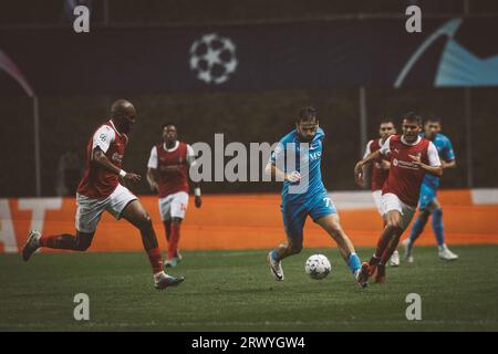 Kvicha Kvaratkshelia während des Spiels der UEFA Champions League 2023/24 zwischen dem SC Braga und dem SSC Napoli im Estadio Municipal de Braga, Braga, Portugal. (Macie Stockfoto