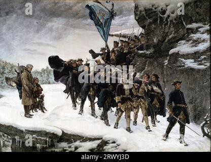 Die Leiche von König Karl XII. Nach Hause bringen Ein Gemälde von Gustaf Cederström, 1884 Stockfoto