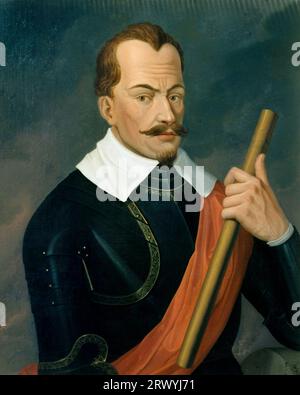 Albrecht Eusebius Wenzel von Wallenstein, Herzog von Friedland und Mecklenburg. Porträt von Julius Schnorr von Carolsfeld, Albrecht Wenzel Eusebius von Wallenstein (1583–1634), von Waldstein, böhmischer Heerführer und Staatsmann, der im Dreißigjährigen Krieg (1618–1648) auf katholischer Seite kämpfte. Stockfoto