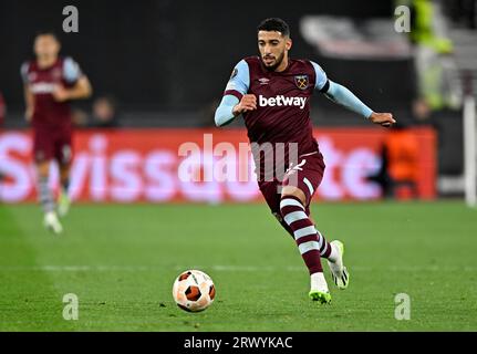 London, Großbritannien. September 2023. Said Benrahma (West Ham) während des Spiels West Ham gegen Backa Topola Europa League (Gruppe A) im London Stadium Stratford. Quelle: MARTIN DALTON/Alamy Live News Stockfoto