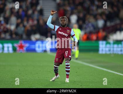 London Stadium, London, Großbritannien. September 2023. Europa League Football, Group Stage, West Ham United versus Backa Topola; Maxwel Cornet of West Ham United Credit: Action Plus Sports/Alamy Live News Stockfoto