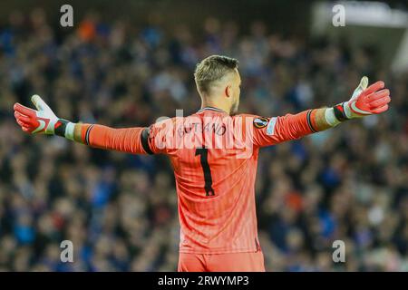 Glasgow, Großbritannien. September 2023. Im ersten Spiel der Gruppe C der UEFA Europa League in dieser Saison spielten die Rangers Real Betis aus Spanien im Ibrox Stadium in Glasgow, Schottland, Großbritannien. Dies ist das erste Spiel einer Miniliga mit 4 Teams, in der Heim- und Auswärtsspiele stattfinden. Quelle: Findlay/Alamy Live News Stockfoto