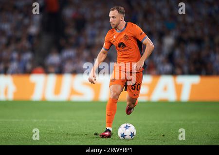 Carlos Augusto vom FC Internazionale in Aktion während des UEFA Champions League-Spiels zwischen Real Sociedad und FC Internazionale in der reale Arena im September Stockfoto