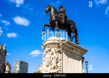 Die Statue von Charles 1. In Charing Cross, London, Großbritannien. Stockfoto