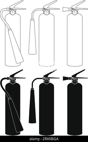 Hintereinander bearbeitbare Vektorillustration mit Umriss des Feuerlöschers. Stock Vektor