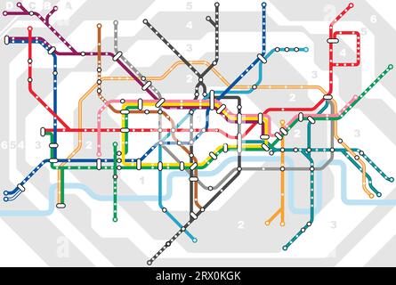 Geschichtete editierbare Vektorillustration des U-Bahn-Diagramms von London City, Großbritannien. Stock Vektor