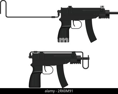 Mehrschichtige Vektorillustration der Maschinenpistole. Stock Vektor