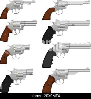 Mehrschichtige Vektorillustration des gesammelten Revolvers. Stock Vektor