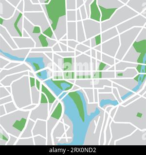 Mehrschichtige Vektorillustration von Washington DC. Stock Vektor