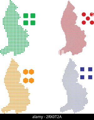 Geschichtete editierbare Vektorillustration Landkarte von Liechtenstein, die vier verschiedene Pixelversionen enthält, kann als Hintergrund oder Material verwendet werden. Stock Vektor