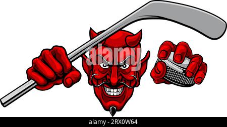 Teufel Satan Eishockey Sport Maskottchen Cartoon Stock Vektor