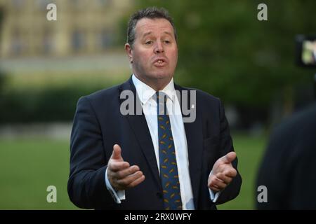 London, England, Großbritannien. September 2023. Umweltminister MARK SPENCER wird in Westminster befragt. (Bild: © Thomas Krych/ZUMA Press Wire) NUR REDAKTIONELLE VERWENDUNG! Nicht für kommerzielle ZWECKE! Stockfoto