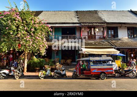 Koloniale Architektur im Zentrum von Luang Prabang, Laos Stockfoto