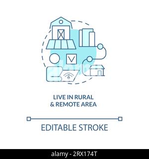 2D Live in ländlichen und abgelegenen Gebieten lineares Symbolkonzept Stock Vektor