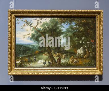 Paradies und Fall des Menschen Gemälde von Brueghel dem Älteren Stockfoto