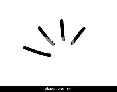 Kritzele handgezeichnete Linien Element Schwarze Strahlen. Comic-Explosionseffekt. Strahlende, radiale Linie. Zeichentrickillustration für Concept Web Design Stock Vektor