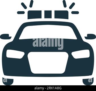 Symbol für Polizeiauto. Einfarbiges einfaches Schild aus der Transportsammlung. Symbol für das Polizeiauto für Logo, Vorlagen, Webdesign und Infografiken. Stock Vektor