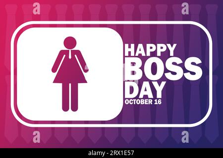 Happy Boss Day – Hintergrund der Feier. Oktober. Vektorillustration. Geeignet für Grußkarten, Poster und Banner. Stock Vektor