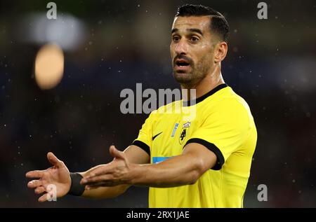 Brighton und Hove, Großbritannien. September 2023. Ehsan Hajsafi von AEK Athens während des UEFA Europa League-Spiels im AMEX-Stadion, Brighton und Hove. Das Bild sollte lauten: Paul Terry/Sportimage Credit: Sportimage Ltd/Alamy Live News Stockfoto