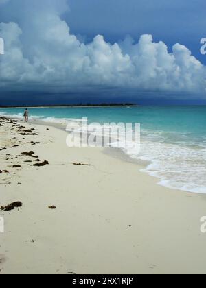 Stürmische Atmosphäre am Strand, Cayo Largo Cuba Stockfoto