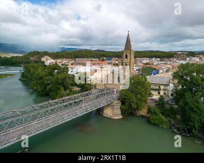 Ansicht der Gemeinde Sanguesa in der Autonomen Gemeinschaft Navarra, Spanien Stockfoto