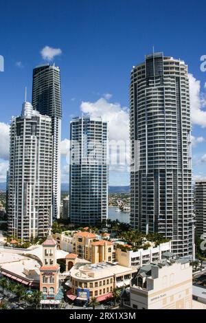 Blick über die Surfers Paradise Gegend der Gold Coast, Queensland, Australien Stockfoto