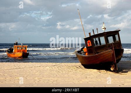 Fischerboot am Strand von isle Usedom in Deutschland Stockfoto