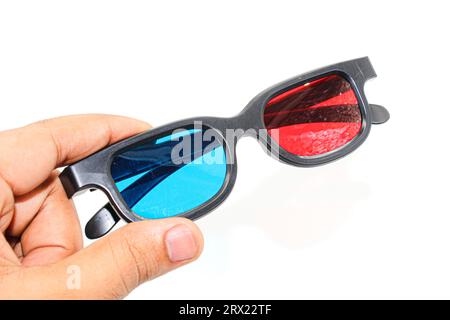 Anaglyphenbild einer 3D-Brille mit selektivem Fokus Stockfoto