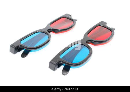 Anaglyphenbild einer 3D-Brille mit selektivem Fokus Stockfoto