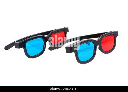 Anaglyphenbild einer 3D-Brille mit selektivem Fokus Stockfoto