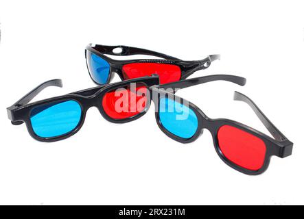 Anaglyphenbild einer 3D-Brille mit selektivem Fokus Stockfoto