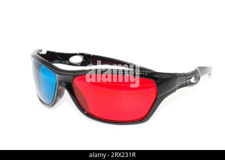 Anaglyphenbild einer 3D-Brille mit selektivem Fokus Stockfoto