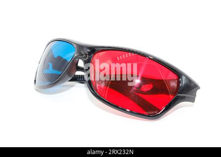 Anaglyphenbild einer 3D-Brille mit selektivem Fokus Stockfoto