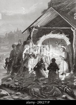 Die Anbetung der Hirten. Illustration für das Leben unseres Herrn Jesus Christus, geschrieben von den vier Evangelisten, 1853 Stockfoto