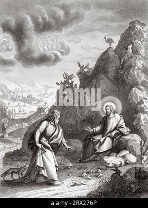 Die Versuchung Christi. Illustration für das Leben unseres Herrn Jesus Christus, geschrieben von den vier Evangelisten, 1853 Stockfoto