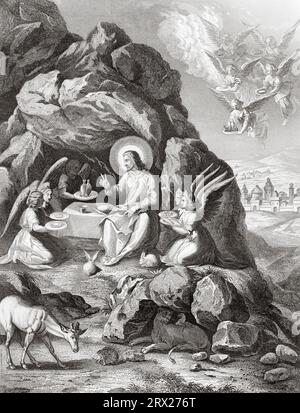 Jesus wird von Engeln begleitet. Illustration für das Leben unseres Herrn Jesus Christus, geschrieben von den vier Evangelisten, 1853 Stockfoto