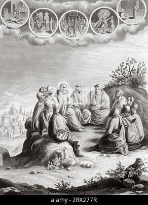 Jesus predigt die Predigt auf dem Berg. Illustration für das Leben unseres Herrn Jesus Christus, geschrieben von den vier Evangelisten, 1853 Stockfoto